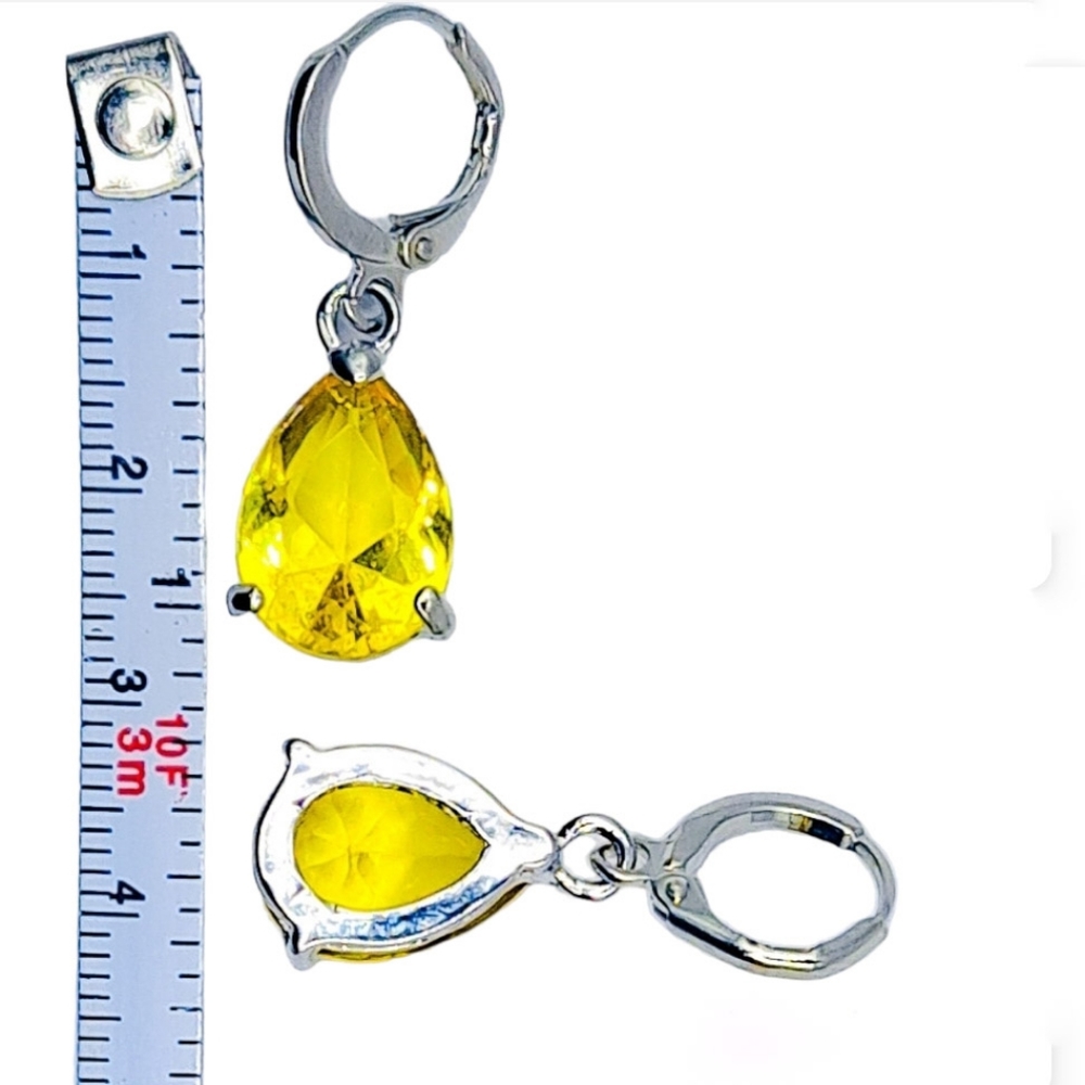 🎀925 Citrine Teardrop Earrings - Picture 3 of 5